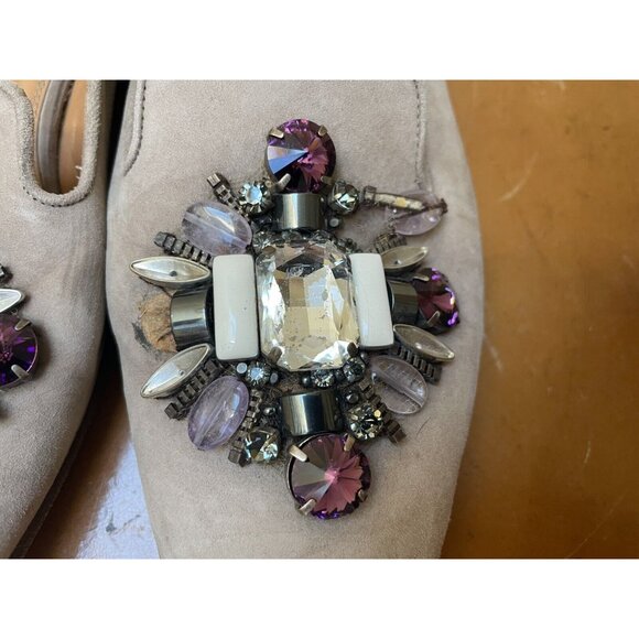 Ralph Lauren Women's Suede Leather Bejeweled Purple Label Flats Sz 37.5B (F136) - Picture 4 of 9